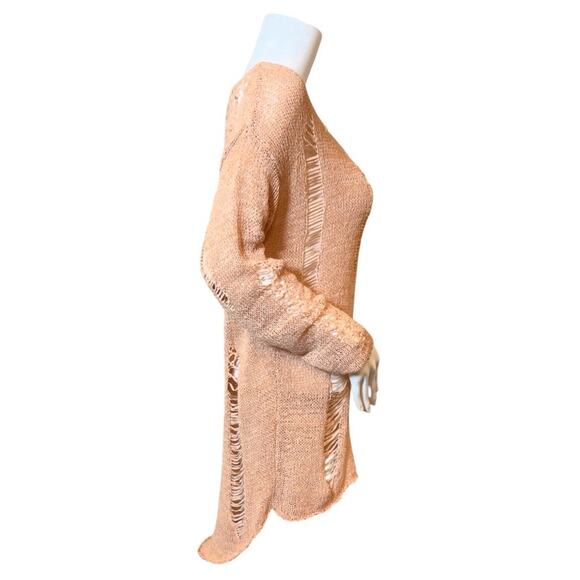 #T25 The Buckle Aggie Light Orange Destructed Tunic Sweater SZ S $69 - Picture 8 of 10